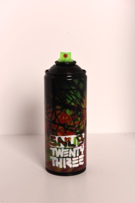 ''Green and Brown'' customised empty spray can by Snub 23